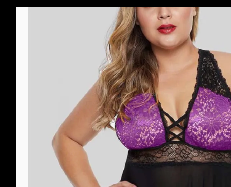 Midnight Bloom Plus Size Lace Babydoll Set