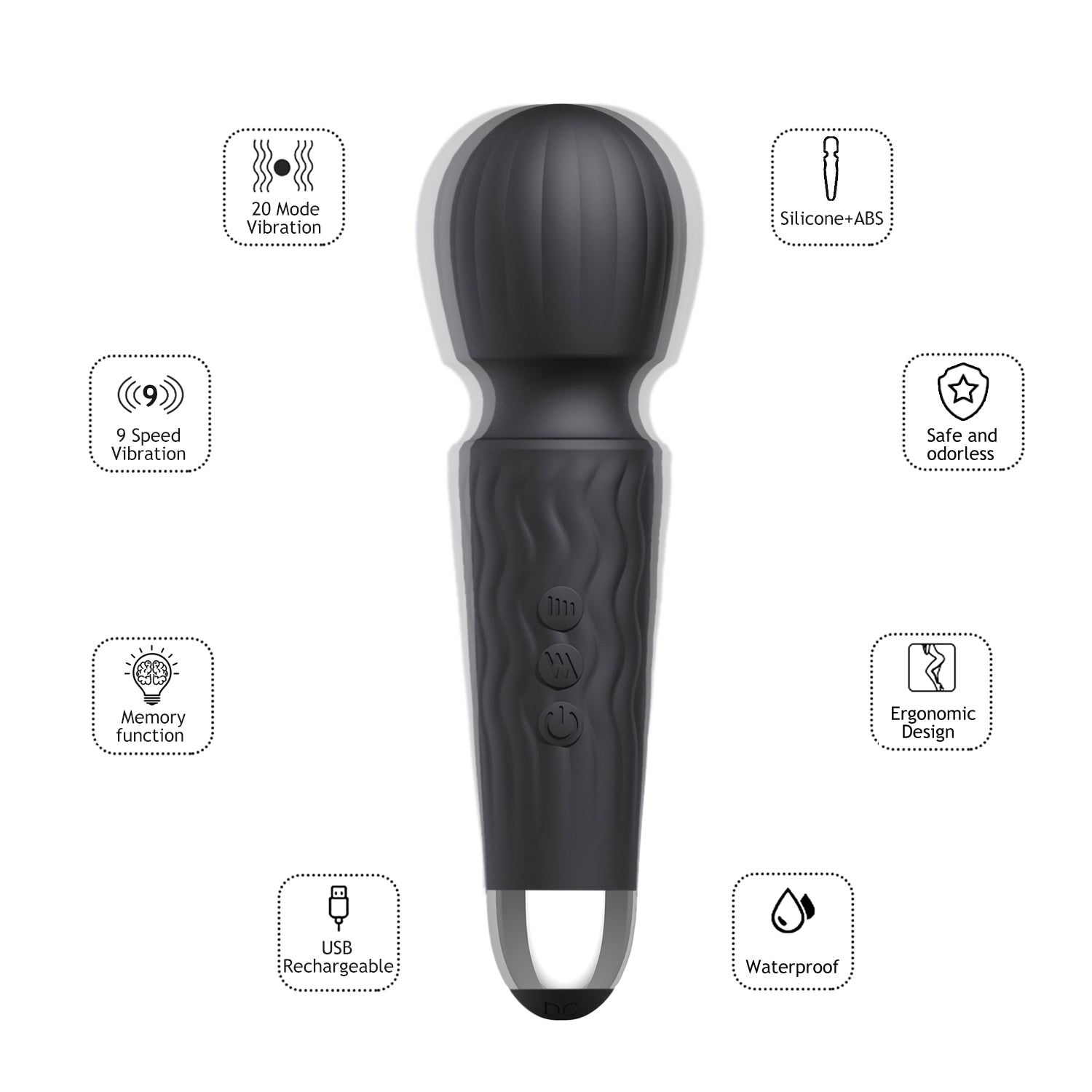 NightWave – Soft Silicone Wand with 20 Modes & 9 Speeds